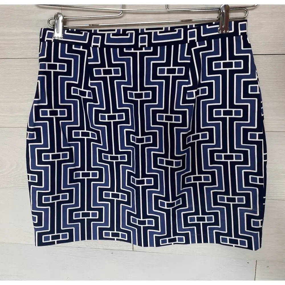 Michael Kors Skirt Womens Size 4 Blue & Black Career Office Work Date Night Mini